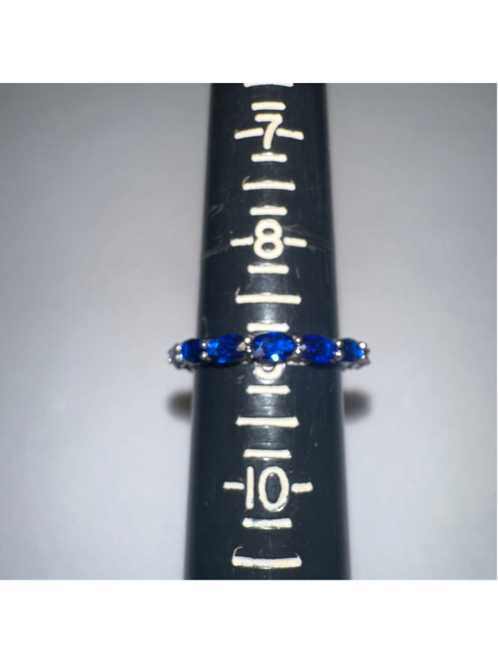 Women's Blue Sapphire and Silver Eternity Band Ring 925 Silver